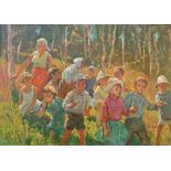 Anatoliy Nikitovich Yanev (1945) Children on a forest walk oil on canvas 94 x 133 cm painted in