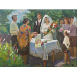 ALEXANDER ANTONOVICH TSISNETSKY (1936) Soviet marriage oil on canvas 121,5 x 161,5 cm painted in