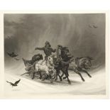 ROLLET (1809-1862) after the original by Horace Vernet (1789-1863) Troika etching, mezzotint Image -