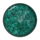 Malachite decorative dish with a brass frame 20 century Malachite Diameter 44 cm