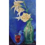 GEORGES POGEDAIEFF (1899-1971) White lily, rose and glass of brandy signed ‘George a de