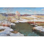 Viktor Grigorievich Skubak (B. 1948) Spring oil on canvas 100 x 150 cm painted in 1985