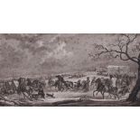 SAUERWEID Alexander Ivanovich (1783-1844) Sled races in the snow. Red taverns road aquatint on paper