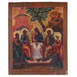 An icon ‘Trinity of the Old Testament’ Russia, last quarter of 19th century Wood, gesso, gold