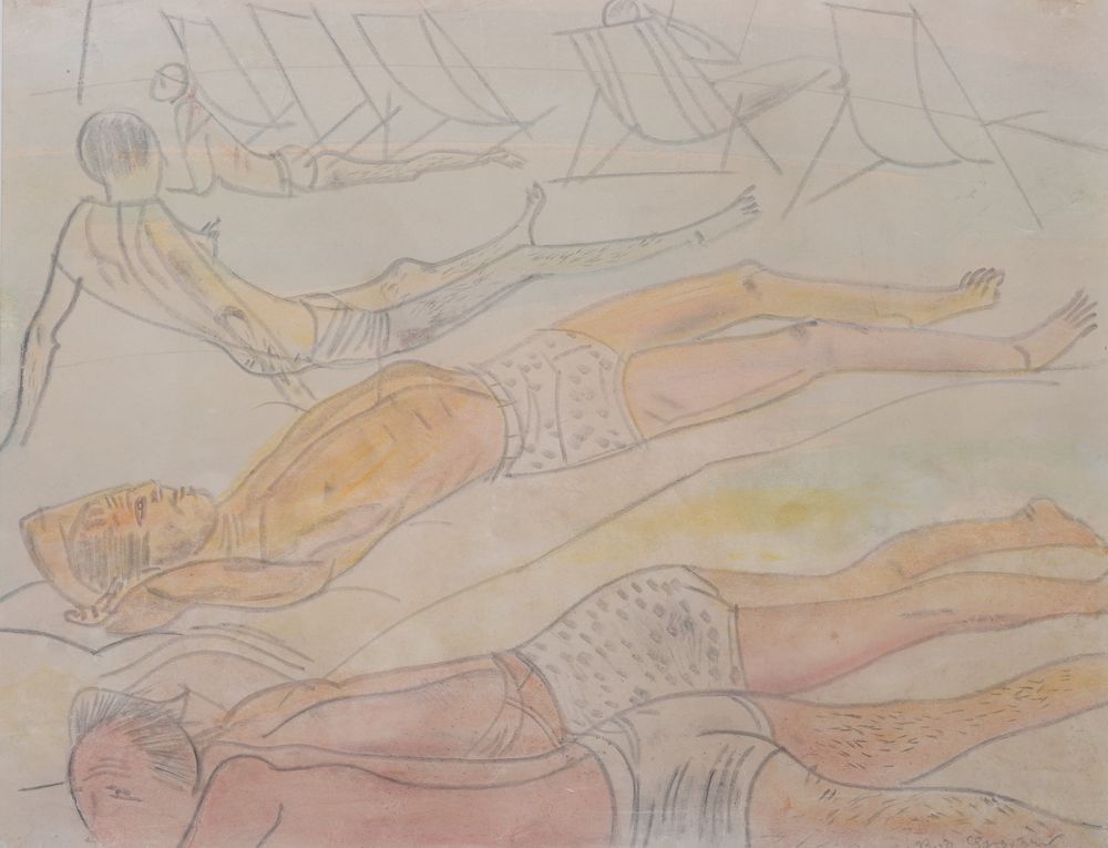 BORIS GRIGORIEV (1886-1993) Beach signature (lower right) watercolor on paper 34 x 42 cm executed in