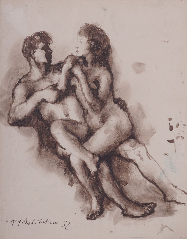 Pavel Tchelitchew (1898-1957) Two seated nude figures signed, inscribed and dated ‘P. Tchelitchew