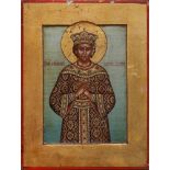 An icon ‘Saint Tsarevich Dimitri’ Moscow, end of 19th century Wood, gesso, gold leaf, tempera 13,7 ?