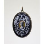 ENAMEL AND SILVER MIRROR PENDANT silver, enamel silver pendant opening to reveal mirror, the