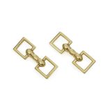 CARTIER 14K GOLD SQUARE CUFFLINKS Designed as batons terminating in square heads Signed ‘Cartier’ In