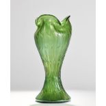 LOETZ Green iridescent vase tall green iridescent glass vase with seaweed pattern decoration height:
