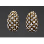 DIAMOND EARRINGS, 1950S Yellow gold earrings set with diamonds weighing approximetely 9 ct Inscribed
