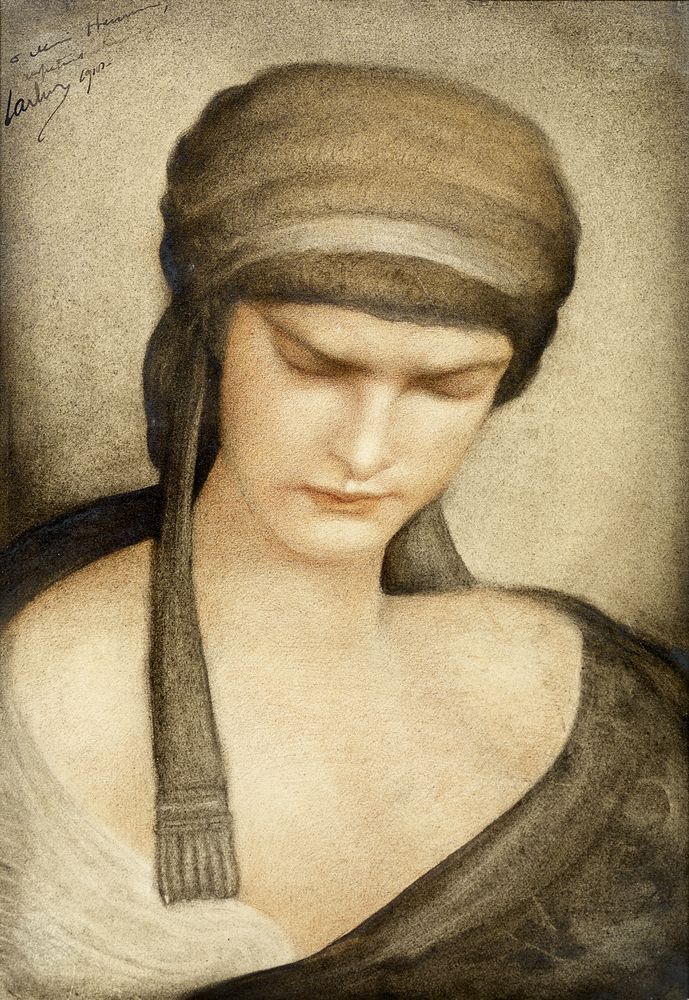 LEONARD SARLUIS (1878-1948) Contemplation signed, dedicated to Monsieur Hennion and dated ‘1910’ (