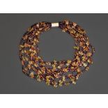 GARNET AND CITRINE COLLIER In 10 rows with gold-plated silver magnetic solid lock.