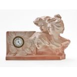 LIBERTY PORCELAIN CLOCK rose porcelain table clock with 3 female busts Inscribed ‘Nove Z.A. dal 1860