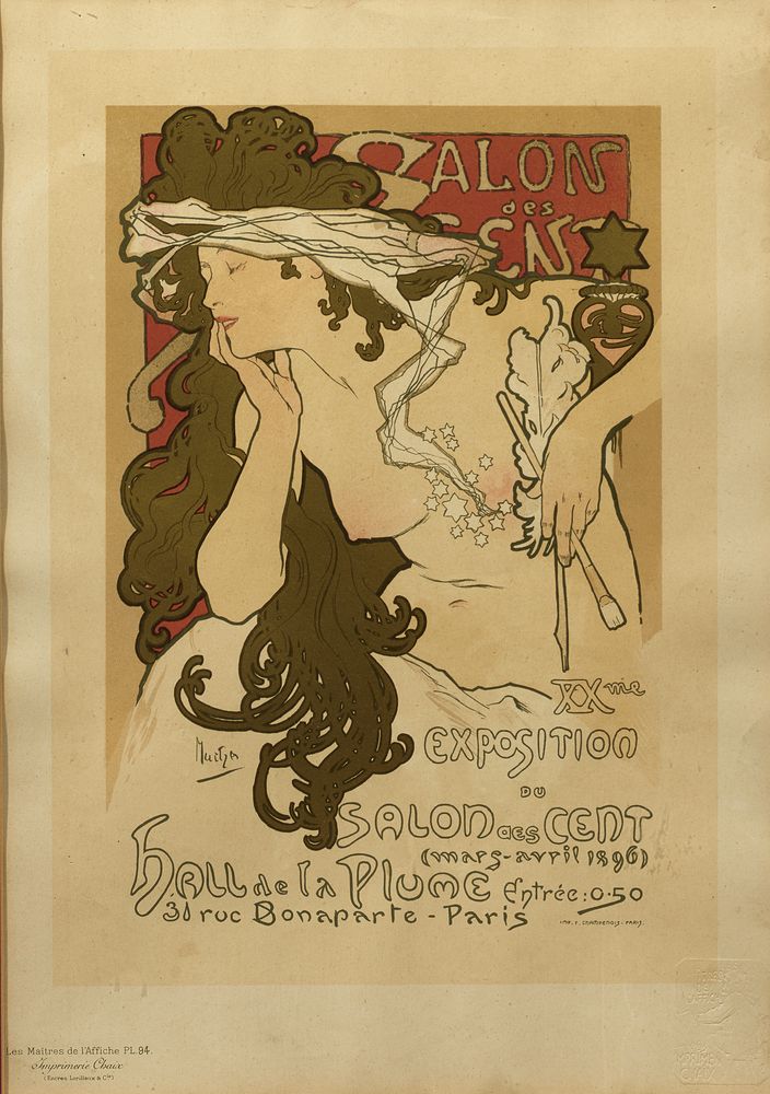 ALPHONSE MUCHA (1860-1939) Poster for ‘Salon des Cent 20th Exhibition’ signed in plate ‘Mucha’ (