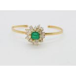 EMERALD AND DIAMOND BRACELET 18k yellow gold bracelet set with one emerald weighing approximately