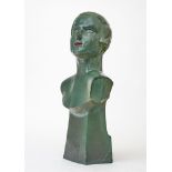 ART DECO GREEN PORCELAIN FEMALE BUST height: 62 cm
