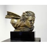 ALEXANDER KELETY (1874-1940) The wind (bust of famous pilot Jean Mermoz) signed on the bronze ‘