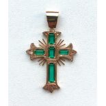 GOLD AND EMERALD ORTHODOX CROSS PENDANT