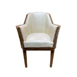 TWO ART DECO-STYLE ARMCHAIRS root wood, leather seat: 64 cm x 59 cm height seat: 50 cm total height: