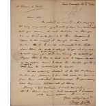 JAMES WATT (1736-1819) Autograph letter signed to Mr Fermin de Tastet (Merchant) Truro, Cornwall, 17