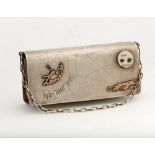 Silver theater purse with gold and enamel overlays