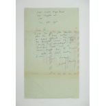 ALDOUS HUXLEY (1894-1963) Autograph letter signed, in English, to Jacques Migeon Los Angeles, 16