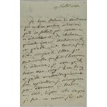 CHARLES-MAURICE DE TALLEYRAND (1754-1838) Autograph letter signed “Tall” (to Mlle de Vaudémont). S.