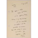 JEAN COCTEAU (1889-1963) Autograph Letter Signed «Jean C». Milly-la-Forêt, 1st VI. 1958. 1 page in-
