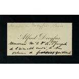 ALFRED DREYFUS (1859-1935) Business card in his name with autograph message No place, no date [