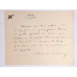 SIDONIE-GABRIELLE COLETTE (1873-1954) Autograph letter signed. 1922. Autograph letter signed "