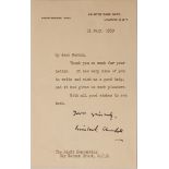 SIR WINSTON CHURCHILL (WINSTON LEONARD SPENCER) (1874-1965) Typed letter signed “Winston S.