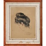 ALBERT LARTEAU (1870-1949) Portrait de femme Dessin dédicacé “A Mr Larcher - bien affectueusement”