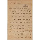 CHARLES DARWIN (1809-1882) Signed autograph letter to Lord Sackville Cecil Down house, June 8th