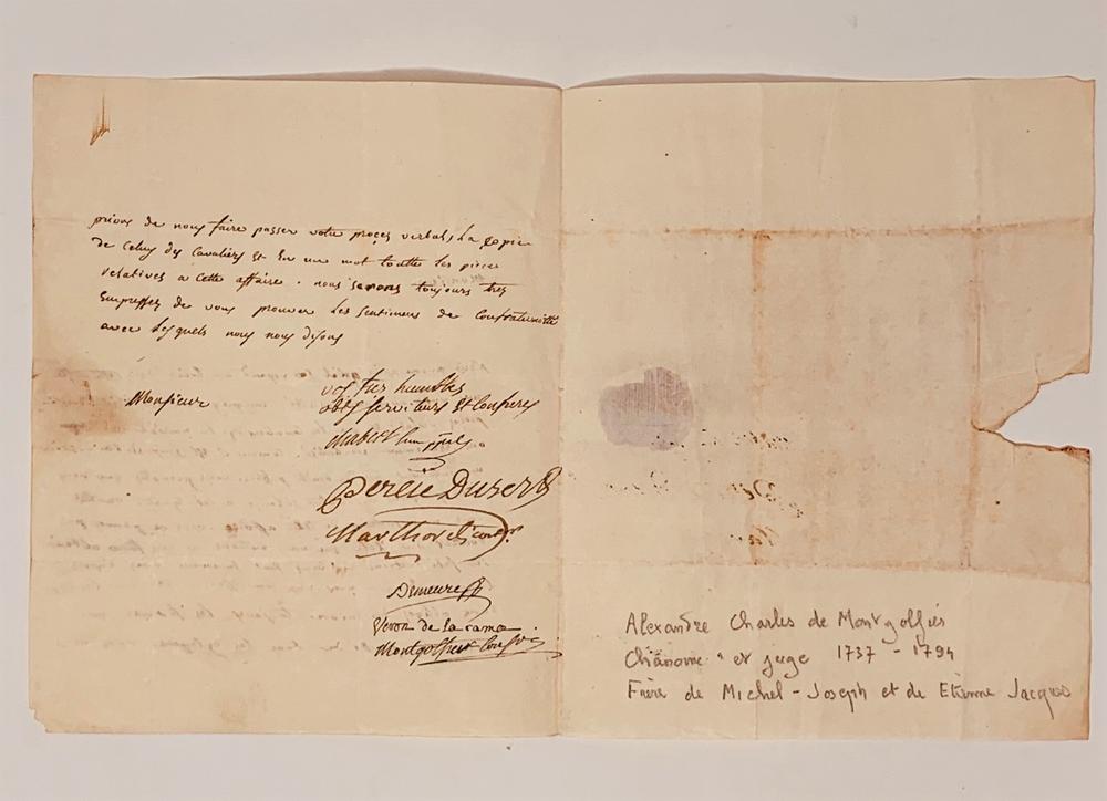 Alexandre-Charles de MONTGOLFIER (1737-1794) Letter signed in his capacity as councillor of the - Image 2 of 3