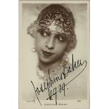 JOSEPHINE BAKER (1906-1975). Portrait-postcard with autograph on recto in black ink «Josephine Baker