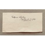RUDYARD KIPLING (1865-193 Autograph sheet signed and dated Engelberg, 21.I.1914 1 page. 10,5 x 22