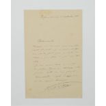 VINCENT D'INDY (1851-1931) Autograph letter signed with musical quote, addressed to an admirer. [