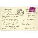 Eugène Grindel ÉLUARD, known as Paul (1895-1952) Autograph card signed «Paul», countersigned by