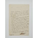 Aurore Dupin, KNOWN AS GEORGE SAND (1804-1876) Autograph letter signed “Aurore” after sketching a “
