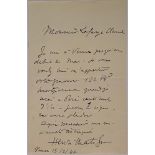 HENRI MATISSE (1869-1954) Autograph letter signed. 1946. HENRI MATISSE (1869-1954) Autograph