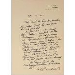CARL JACOB BURCKHARDT (1891-1974) Autograph letter signed to Helene Markwalder in Mariastein Vinzel,