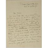 ROMAIN ROLLAND (1866-1944) Autograph letter signed to Gabriel Monod-Herzen Villeneuve (Vaud),
