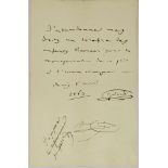 GIUSEPPE VERDI (1813-1901) Signed autograph letter Paris, April 8, 1863. 1/2 p. in-8, with note