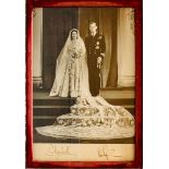 QUEEN ELIZABETH II (Born 1926) PRINCE PHILIP (1921-2021) Photograph of the wedding of Princess