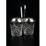 CARTIER SILVER DOUBLE JAM / CONDIMENT HOLDER, 1950s signed ‘Cartier Sterling’ (New York) and