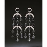 Chandelier BLACK AND WHITE DIAMOND EARRINGS 18k white gold earrings set with black and white
