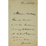 HENRI DE TOULOUSE-LAUTREC (1864-1901) Autograph letter signed Autograph letter signed “TLautrec”