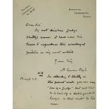 Sir Arthur CONAN DOYLE (1859-1930) Autograph letter signed “A Conan Doyle”, to an unidentified