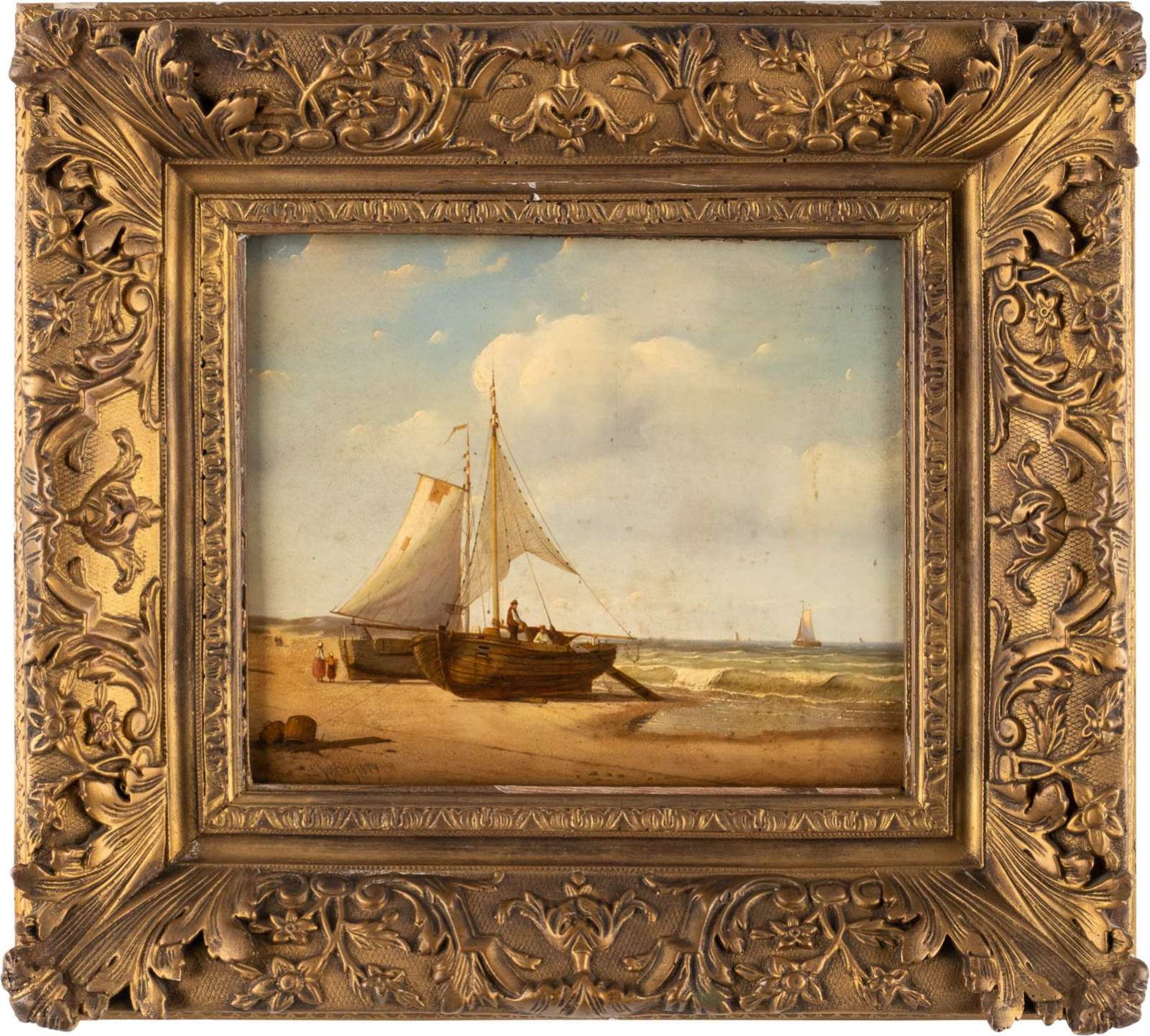 Everhardus Koster 1817 Den Haag 1892 Dordrecht Fischerboote Am Strand